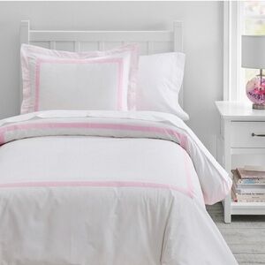 Pottery Barn Kids White and Pink Duvet Cover